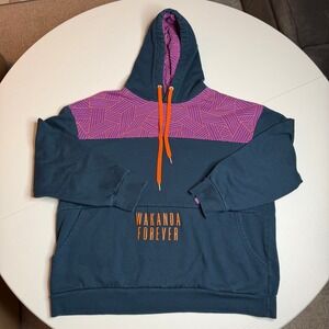Marvel Black Panther Wakanda Forever Hoodie Men's XL Navy Purple Orange Pullover